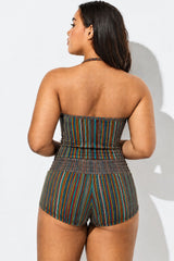 Colorful Stripe Print Halter Two Piece Tankini Set