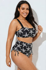 Black Starfish Print Two Piece Bikini Set