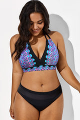 Gorgeous Printed V-Neck Halter Sexy Bikini Top
