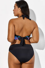 Gorgeous Printed V-Neck Halter Sexy Bikini Top