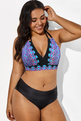 Gorgeous Printed V-Neck Halter Sexy Bikini Top