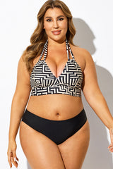 V-Neck Random Print Halter Sexy Bikini Top