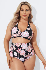 Multi Pattern Halter High Waist Bikini Set