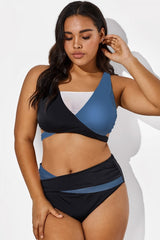 V-Neck Colorblock Stylish Wrap Swimsuits Bikini Top