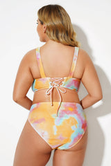Tie Dye Scoopneck Fashion Lady Bikini Set