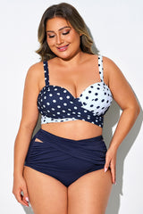 White & Blue Polka Dots Elegant Women Bikini Top