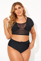 Black Sexy Women Mesh Crop Bikini Top