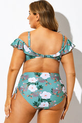 Green Floral Ruffled Underwire Women Bikini Top
