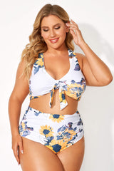 Sunflower Printed V-neck Bikini Top