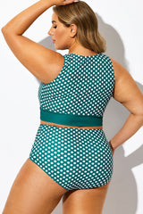 Polka Dots Check Knotted Crop Bikini Top
