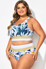 Plus Size Floral Print Wide Strap Bikini Top
