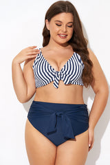 Striped Tie Front Underwire Bikini Top