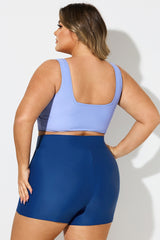 Plus Size Blue Square Neck Bikini Top