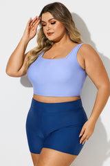 Plus Size Blue Square Neck Bikini Top