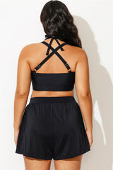 Plus Size Black V-Neck Crossback Bikini Top