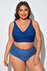 Blue Cross Front Wrap Mesh Bikini Top
