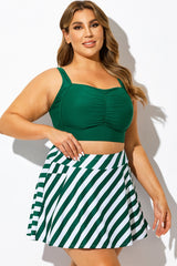 Solid Green Ruched Heart Neckline Swim Top