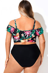 Floral Print Ruffled Women Bikini Top
