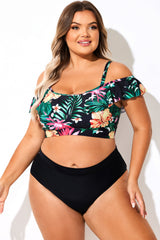 Floral Print Ruffled Women Bikini Top