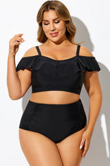 Plus Size Black Off Shoulder Bikini Top