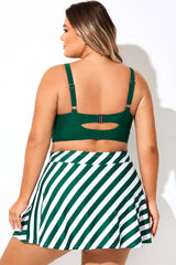 Green V-Neck Knotted Crop Bikini Top