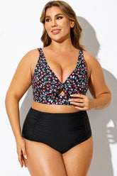 Strawberry Print V-Neck Knot Bikini Top