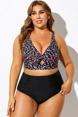 Strawberry Print V-Neck Knot Bikini Top