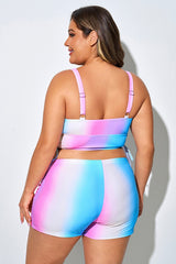 Plus Size Colorful Printed High Waist Slimming Bikini Top