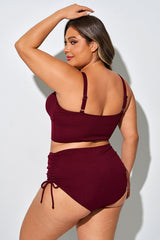 Tie Front Spaghetti Strap High Waisted Bikini Top