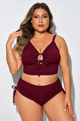 Tie Front Spaghetti Strap High Waisted Bikini Top