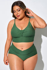 Plus Size Twist-Front Spaghetti Strap Bikini Top
