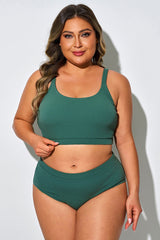 Plus Size Basic Dark Green Bikini Top