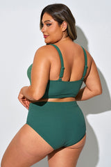 Plus Size Basic Dark Green Bikini Top