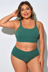 Plus Size Basic Dark Green Bikini Top