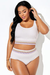 V-Shaped Curve Pattern Hem White Bikini Top