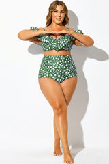 Green Floral High Waist Brief for Lady