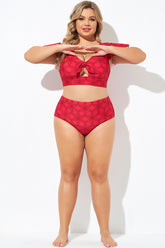 Red Flower Detail Lady Bikini Shorts