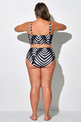 Black & Beige Zebra Stripes Elegant Swim Brief