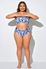 Porcelain Blue Floral Bikini Brief For Beach Vacation