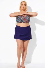 Blue Solid Lady Swim Short with Pockets