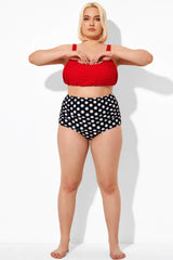 Black & White Spot Ruffles High Waist Brief for Lady