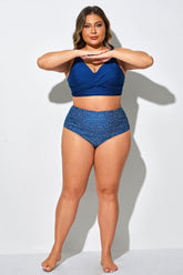 Blue High Waist Bikini Bottom With Polka Dot