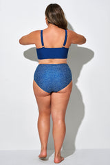 Blue High Waist Bikini Bottom With Polka Dot