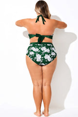 Green Floral Print Full Coverage Brief for Lady