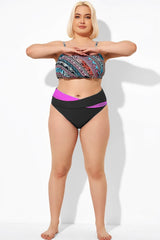Black Pink Wrap Women High Waist Bikini Bottom