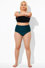 Green Ruffles High Waist Brief for Lady