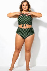 Plus Size Green Check High Waisted Bottom