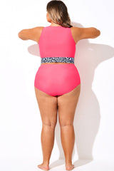 Plus Size Solid Pink High Waisted Bottom