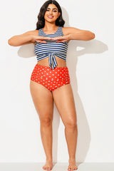 Plus Size Red Stars High Waisted Bottom