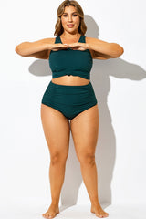 Plus Size Dark Green High Waisted Bottom